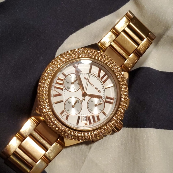 MICHAEL Michael Kors Accessories - Michael Kors Camille Glitz Rose Gold Watch